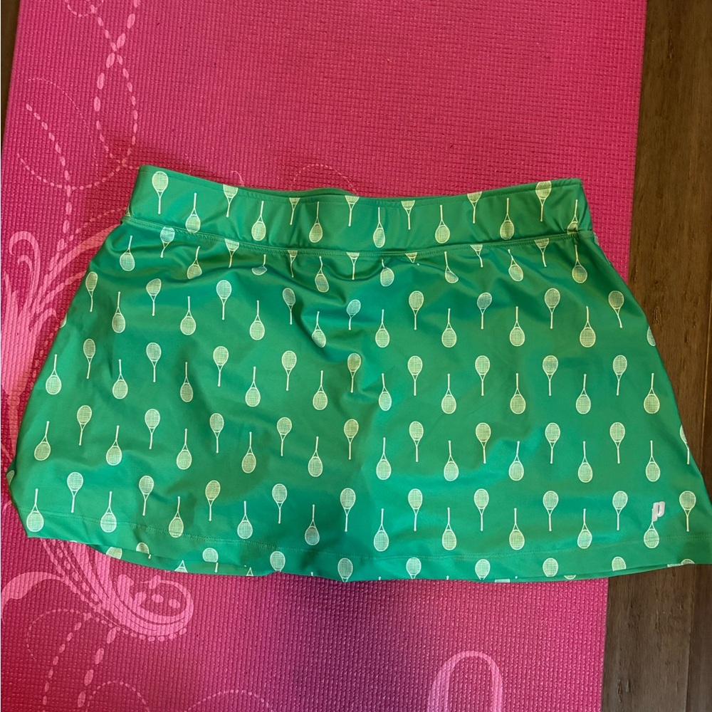 Prince Green Mini Skirt with White Tennis Racket Print